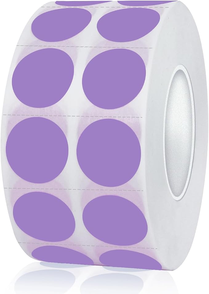 2000 Pieces 0.5 Inch Round Color Coding Labels,Circle Dot Stickers Used for Classroom Office and More,with Perforation Line (Purple)