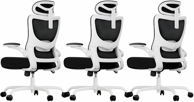 Marsail Ergonomic Office Chair with 3D Armrests, Pack of 3 | Office Desk Chair with High Back Mesh, Adjustable Lumbar Support, Rolling Work Swivel Task Chairs with Wheel, Headrest, home