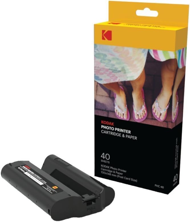 KODAK Dock Plus & Dock Photo Printer Cartridge PHC-40 – Cartridge Refill & Photo Paper - 40 Pack,Black