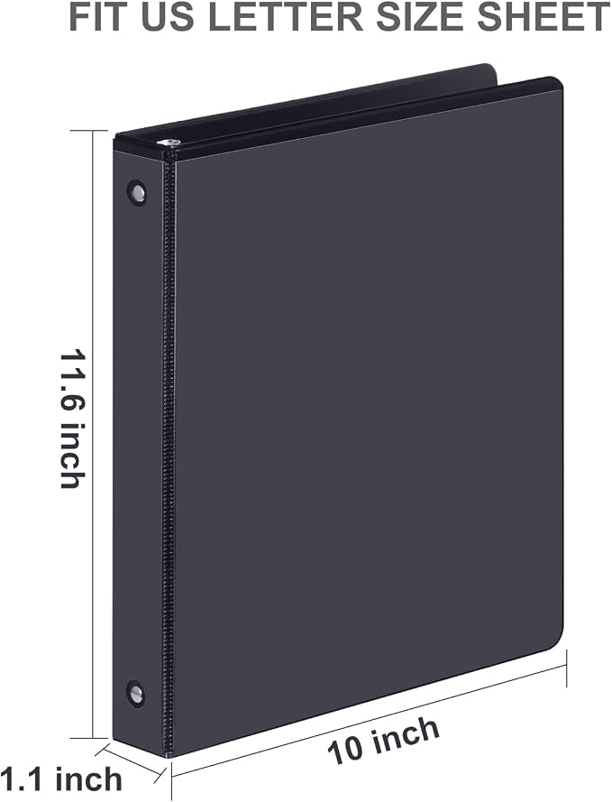 ViVin 1/2 Inch Binders 3 Ring, Sturdy Half Inch Binders, 36 Pack, Black | PVC-Free, Fits 100 Sheets of 8.5'' x 11'' Paper, Clear View Cover, 2 Interior Pockets, Office Home School Use
