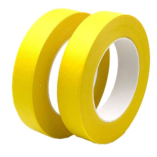 Yellow Painters Tape 1 Inch Wide, Masking Tape 1 Inch X 55 Yards X 2 Rolls for Arts Crafts Painting Labeling Decoration School Projects Home Office