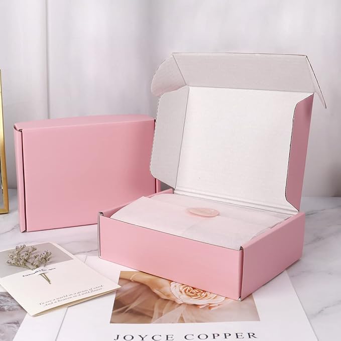 7x5x2 in Valentine's Day Shipping Boxes for Packaging Mailing, 30 Pack Pink Shipping Box Mailers for Small Business, Recyclable Small Corrugated Coardboard Boxes