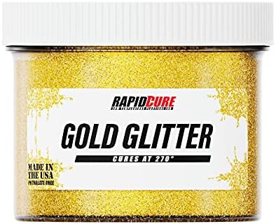Rapid Cure® Screen Printing Ink Gold Glitter (5 Gallon - 640oz.) - Plastisol Ink for Screen Printing, Screen Printing Paint for Fabric - Tshirt Ink by Screen Print Direct, Gold Ink for Silk Screens