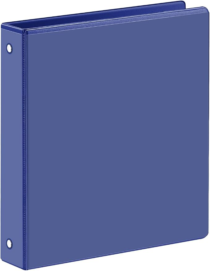 SUIN 1 Inch 3 Ring Binder, Clear 1'' View Presentation Binders with 2 Pockets, Fits 8.5 x 11 Letter Size, Durable Polypropylene, Non-Stick & PVC-Free for School, Office & Home (Navy Blue)