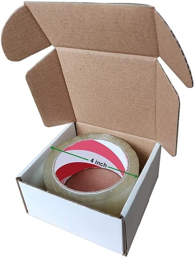 4x4x2'' (Inner Size) Corrugated Mailer, 25 Pack, Cardboard Small Shipping Boxes, Oyster White (CM442-25)