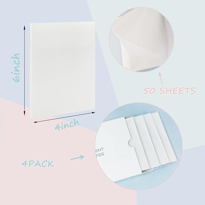 Transparent Sticky Notes 200 Sheets, 4 x 6 in Clear Sticky Notes, See Through Invisible Translucent Sticky Note Waterproof Self-Stick Note Pads for School, Office (4 Packs)