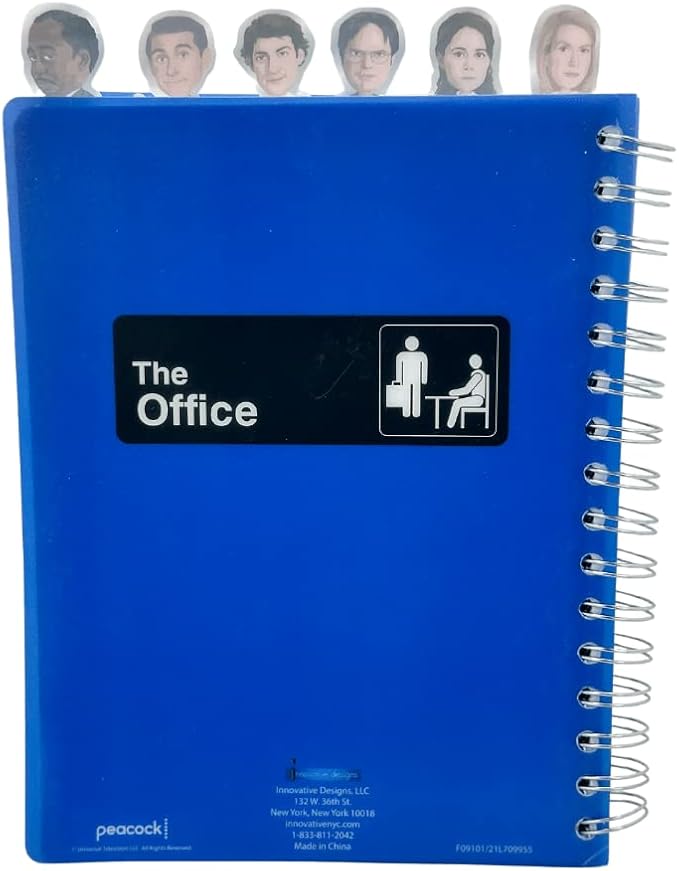 The Office Journal with Character Tabs, Spiral Binding and Flexible Plastic Cover, 8 x 7 inches