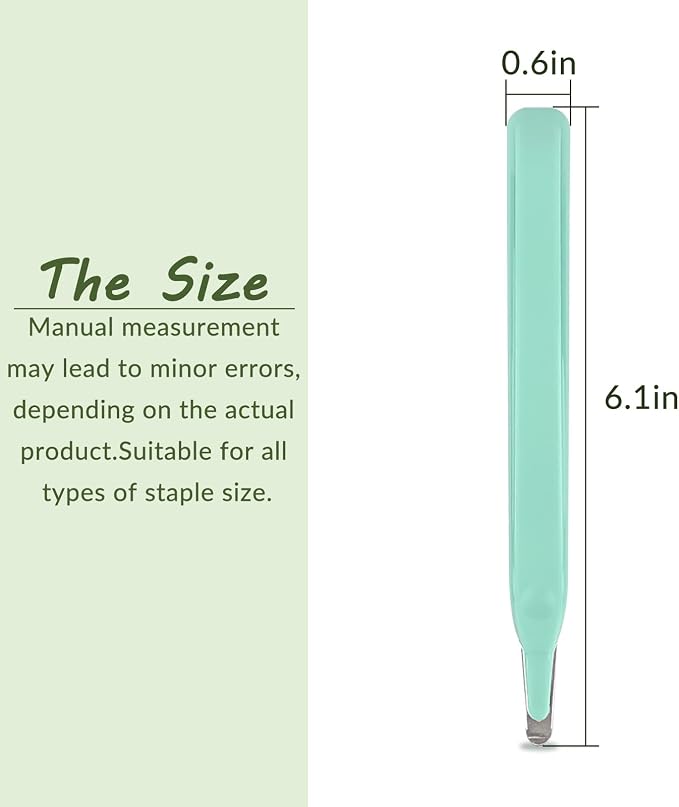 Magnetic Easy Staple Remover Tool, Professional Staple Puller Remover, Staple Remover Stick for School, Office and Home, Light Green