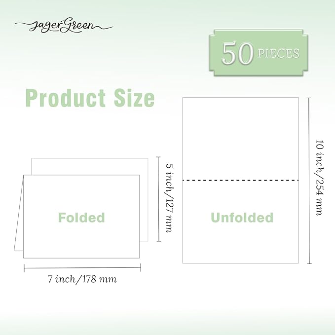 50 Pack 5x7 Birthday Cards, White Blank Happy Birthday Cards Bulk, Thick Folded Heavy Card Stock Paper for Greeting Cards, Thank You Notes, Envelopes, DIY Craft Card (No Envelope)