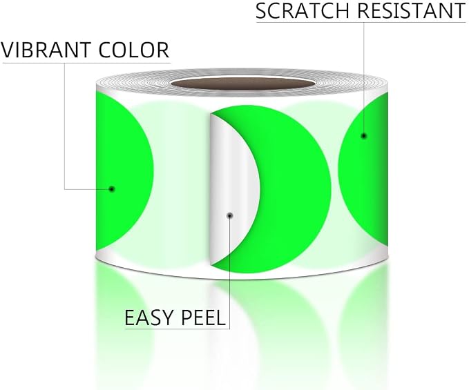 PARLAIM 2”Color Coding Labels Stickers,500PCS Round Circle Dot Stickers for Inventory Office Home Fluorescent Green
