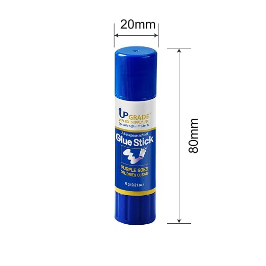 Upgrade Office Supply Glue Sticks, 6g, 12 Count, Purple Goes On Dries Clear | Acid-Free, Washable Non Toxic, for Classroom, Home, Office, Art, Craft and Poster Projects