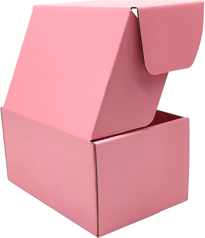 6x4x3 Shipping Boxes Set of 50, Pink Mailer Corrugated Cardboard Box | for Packaging, Literature, Packing, Mailing, Storage, Small Business, Moving, Gift, Supplies, Quick Fold, Tab Locking