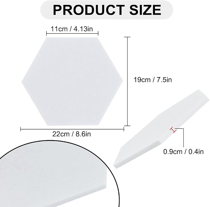 Vuzvuv 6Pcs Cork Bulletin Board for Wall Office-Hexagon White | Compact Soft Felt Pin Board, 8.6x7.5in Per Pcs, Multi-Color, Home/Office Use, Full Kit with Pins, Strong Adhesive