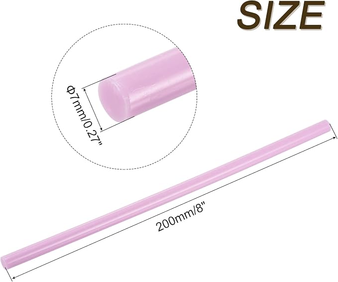 uxcell 30pcs 7mm x 200mm Full Size Hot Glue Gun Sticks 8-inch x 0.27-inch High Sticky Small Hot Glue Sticks for Glue Gun, Light Pink