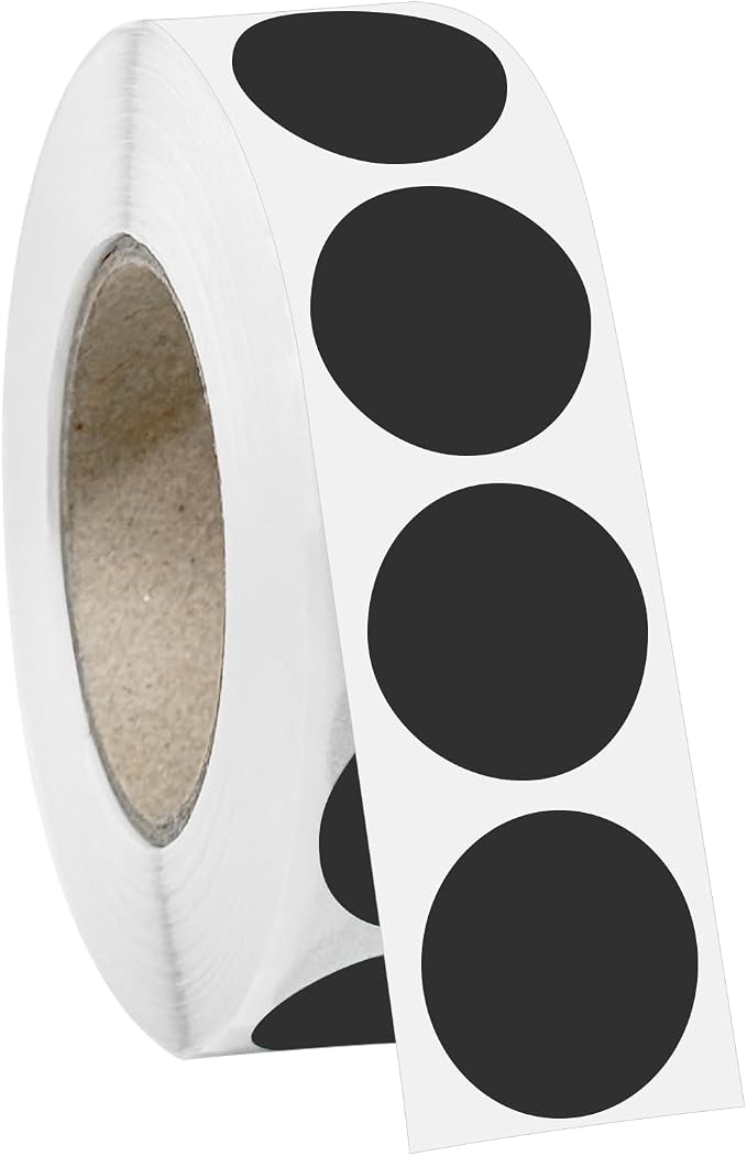 1000 PCS 3/4" Black Dot Stickers Round Circle Coding Labels | Used for manual labor in kindergartens, garage yard price sales, organizing activity color groups,marking spice bottles