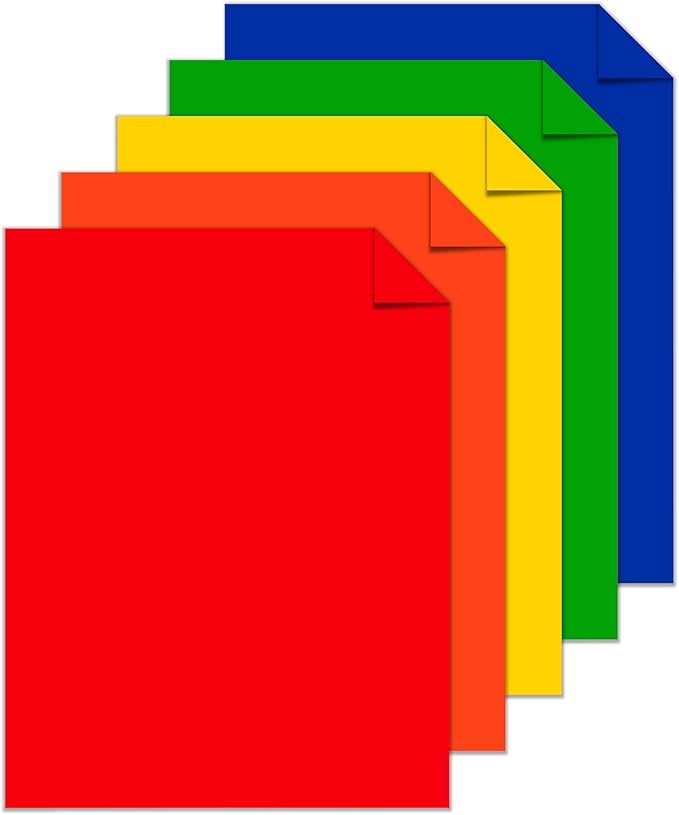 Astrobrights Colored Paper, 8.5" x 11" 24 lb/89 gsm, "Primary" 5-Color Assortment, 5 Individual Packs of 100 Assorted Sheets - 500 Sheets in Total (22228)