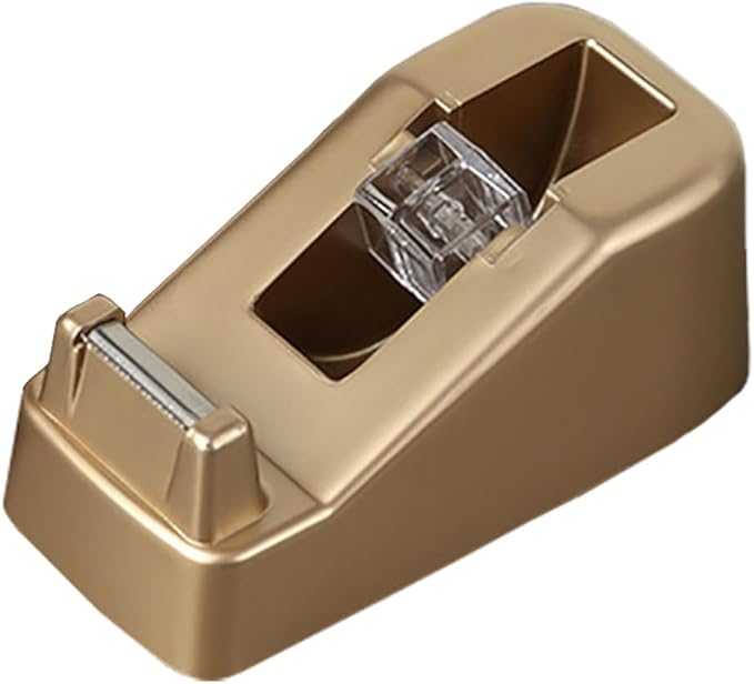 Small Desk Tape Dispenser Heavy Duty Cute Desktop Tape Dispenser with Weighted Non-Skid Base Suitable for 1 Inch Core Tape (Luxury Gold)