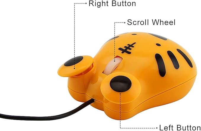 Sokelinn-six Wired Cute Mouse, USB Wired Mause for Kids with Lovely Cartoon Shaped, 1600PDI 3 Buttons Ergonomic Mini Mice for PC Laptop Desktop (Orange Tiger)