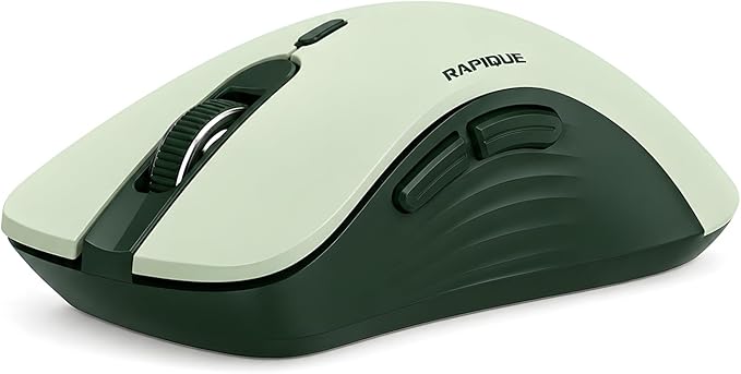 RAPIQUE Bluetooth Wireless Mouse, Dual Bluetooth & 2.4GHz, Avocado Green | Quiet Clicks, Right-Hand Ergonomic 6 Button, Adjustable DPI, 3-Device Switching, USB Receiver for Laptop, PC, Mac, Tablet