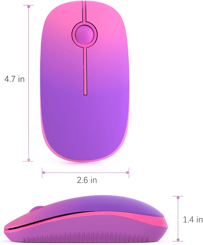 VssoPlor Wireless Mouse, 2.4G Slim Computer Laptop Mouse, Gradient Purple | Portable Mouse, Plug & Play USB Nano Receiver, Quiet Silent Optical Mice for Notebook, PC, Laptop, Computer, Windows, Mac