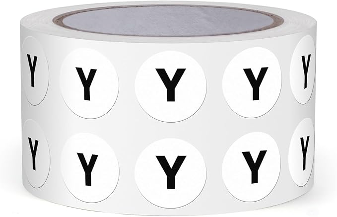 Letter Y Stickers 0.5 Inch Vinyl Round Alphabet Label 1000 PCS | Self-Adhesive, Removable, Waterproof, Circle Capital Dots Tags, for Home Office Inventory Classroom