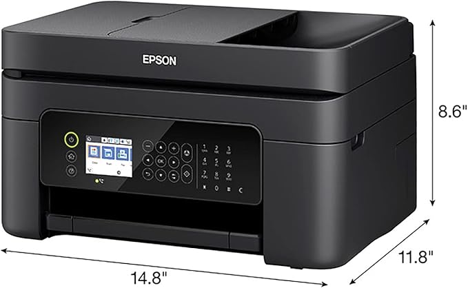 Epson Workforce WF-2850 All-in-One Wireless Color Inkjet Printer, Black - Print Scan Copy Fax - 10 ppm, 5760 x 1440 dpi, Auto 2-Sided Printing, 30-Sheet ADF, Voice-Activated, Vertluna Printer_Cable