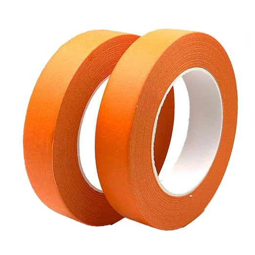 2 Pack Orange Painters Tape 1 inch Wide, Masking Tape 1 inch X 55 Yards X 2 Rolls, Orange Paper Tape for Arts DIY Crafts Painting Labeling Decoration School Projects Home Office