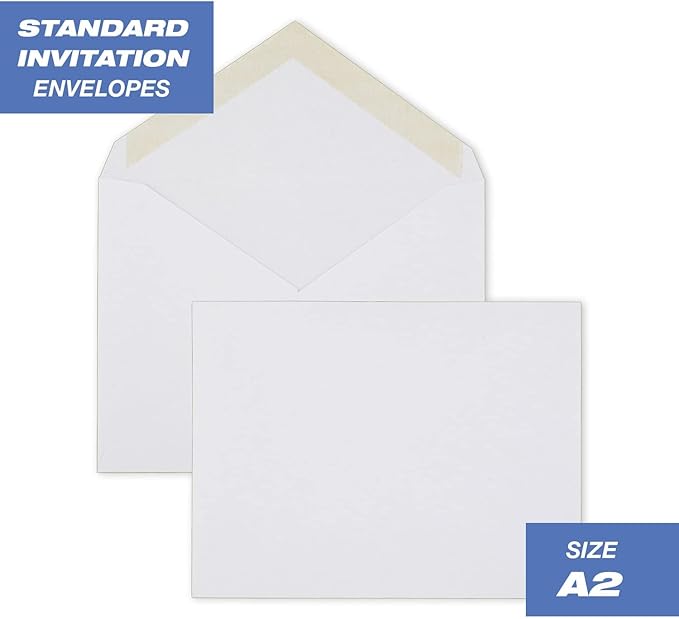 Mead A2 Invitation Envelopes,4-3/8" x 5-3/4",Gummed Closure,White Woven Premium 24-lb Paper Mailing Envelopes,(CO198),(Pack of 1200)