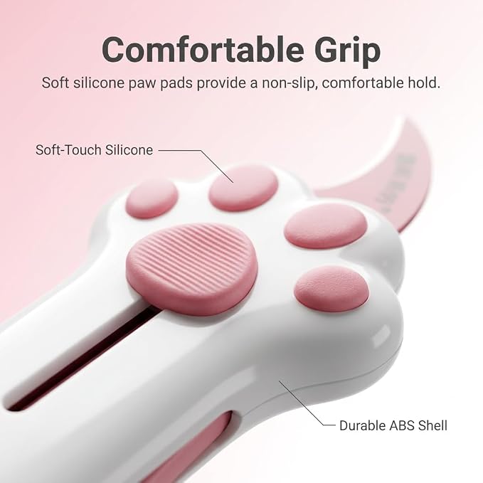 Cat Paw Box Cutter Cute Retractable Cat Box Cutter with Safety Lock Pink | Mini Utility Knife with Ergonomic Paw Handle, Stainless Steel Blade for Opening Packages, Cardboard, Cartons & Tape