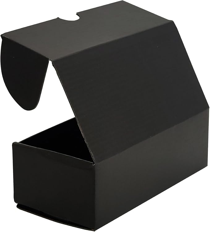 4x3x2 Shipping Boxes Set of 50, Black Mailer Corrugated Cardboard Box | for Packaging, Literature, Packing, Mailing, Storage, Small Business, Moving, Gift, Supplies, Quick Fold, Tab Locking