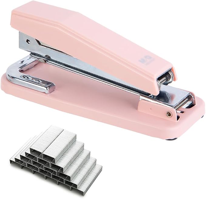 M&G Desktop Stapler Swing-Arm Stapler with 50 Sheet Capacity, 180 Rotation Design, Swivel Stapler with 1000 Staples for Booklet Binding, Durable Staplers for Office School Home (Pink)