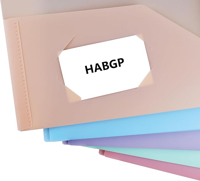 HABGP Two Pocket Folder with Prongs (15 Pack, Pastel Colors), Plastic Folders with Pockets and Business Card Holder, Folders with Pocket Fit Letter Size, Organizing Papers in School, Office & Business
