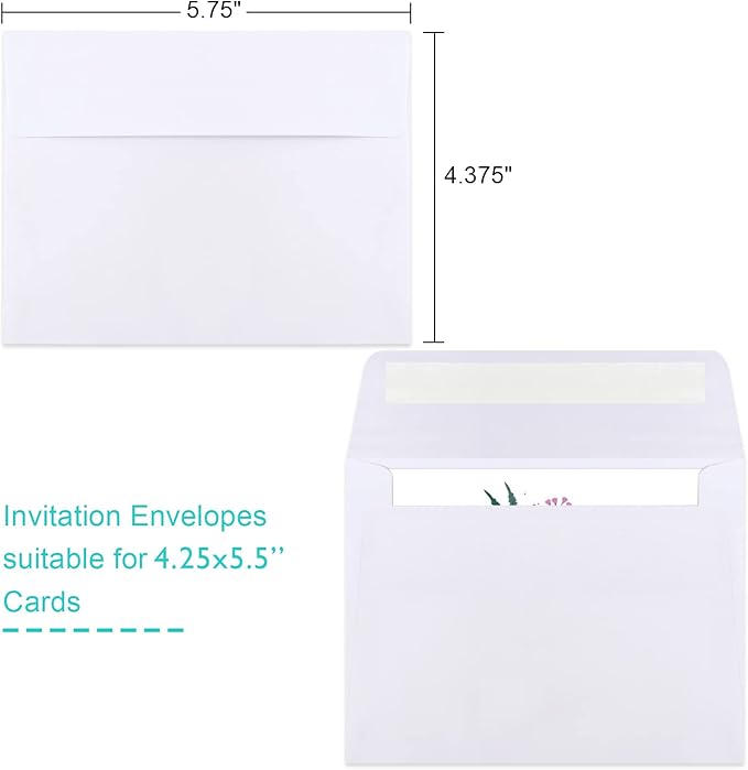 70 Packs Invitation Envelopes, A2 Envelopes White, Postcard Envelope, Envelope for 4.5x5.5 Cards, Envelopes for Invitations, Self Seal for Photos RSVP, Greeting Cards