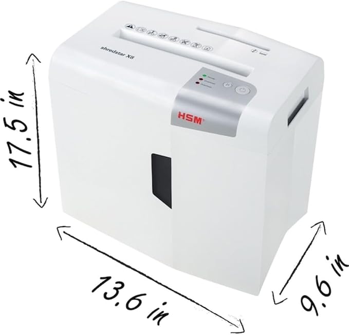 HSM shredstar X8, 8-Sheet, Cross-Cut, 4.8-Gallon Capacity Paper Shredder with Separate CD Slot, White | HSM1044W