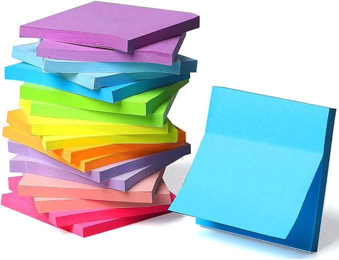 Sticky Notes 3x3 Inches, 9 Color,18 Pads/Pack,1008 Sheets, Self-Stick Note Pads, 56Sheets/pad Notebook,Use for School,Home, Office, Notebook (Bright Color)
