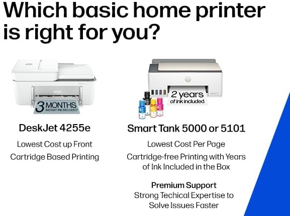HP DeskJet 4255e Wireless All-in-One Color Inkjet Printer, Scanner, Copier, Best-for-home, 3 month Instant Ink trial included. This printer is only 2.4 ghz capable. AI-enabled (588S6A)