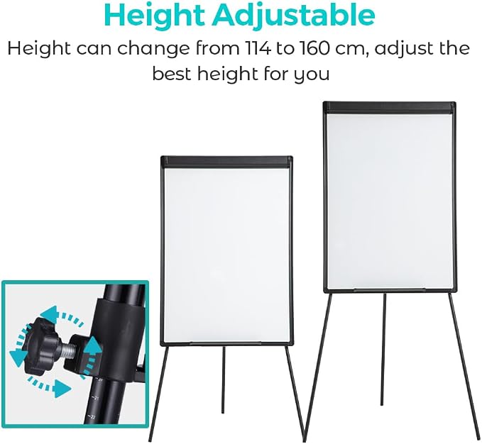 Magnetic Easel Whiteboard Dry Erase Board with Tripod Stand, 40" x 28" | Height Adjustable Tripod Stand, Includes 25 Sheets Flip Chart Paper Pad, Magnets & Eraser, Office Presentation Writing Board