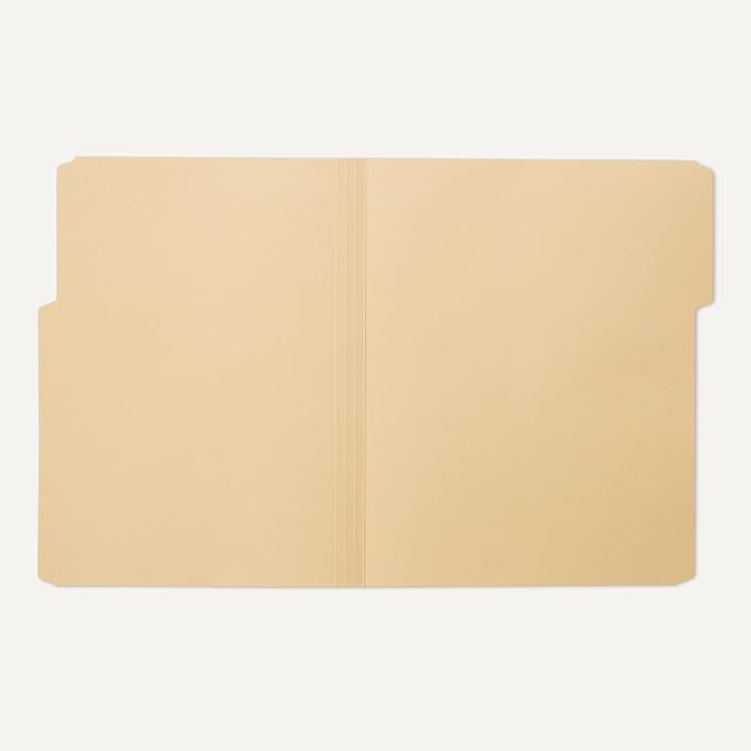 Amazon Basics 100% Recycled File Folder, 1/3-Cut Tab, Letter Size, Manila, Pack of 100