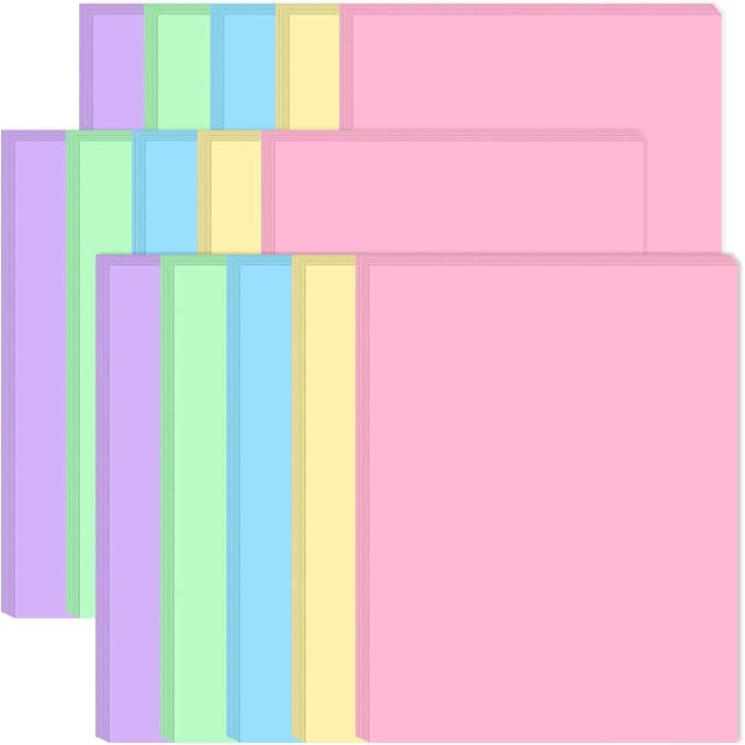 (3-Pack) 8.5" x 11" Colored Copy & Print Paper - 300 Sheets/600 Pages 5 Colors Rainbow A4 Printer Paper, 20 lb Letter Size Colored Origami Paper in Office/School/Home