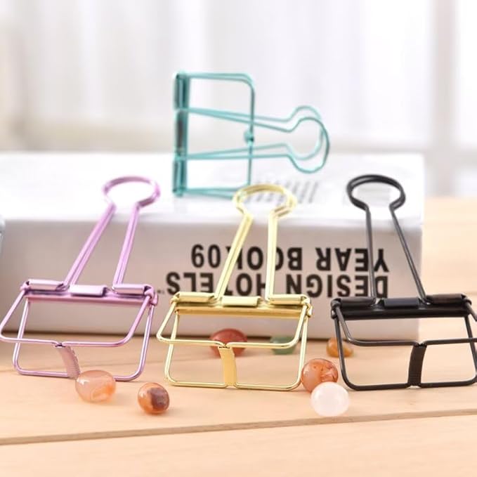 16PCS Large Binder Clips Fancy Binder Clips Metal Hollow Paper Organizer Metal Paper Clamps Decorative Tool for School Office Paperwork Multicolor (L)