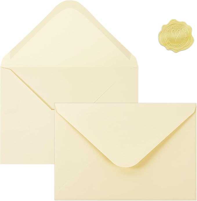 50 PCS Cream Colorful A4 Envelopes,4x6 Envelopes for Invitations | 4x6 Envelopes for Greeting Cards, Great for Invitations, Wedding Invitation, Birthday, Baby Shower, Graduation