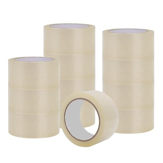 Infinite Pack Adhesive Packaging Tape, Strong Plastic, 12 Tape Rolls | 1.88 in x 54.6 yd, Water Base, Crystal Clear, Low Odor, for Shipping, Moving and Storage