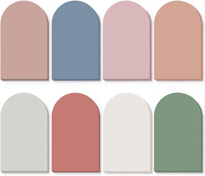 Eaasty 8 Pack Arched Sticky Notes 3" X 5" Vintage Memo Pads | Vintage Aesthetic Wavy Edges, Self-stick for School Office Desk, 240 Sheets Bulk, Cute Design for Reminders Planning