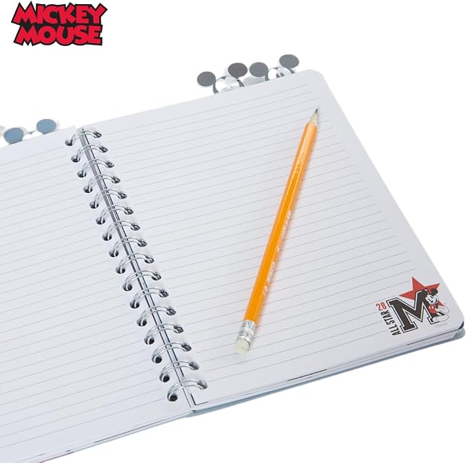 Disney Mickey Mouse Tab Journal Notebook, Spiral Bound, Cute Dividers, 8x7 | Vinyl Cover, Tabbed Dividers, Disney Mickey Mouse School & Office Supplies, Writing Journal, Diary, Travel Notebook, Notepad