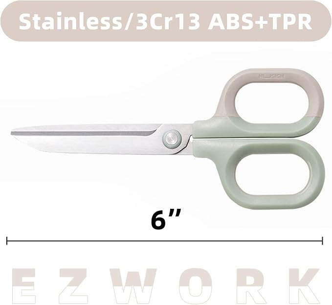 Multipurpose Scissors, Comfort-Grip Handles Sharp Scissors for Office Home School Craft Sewing Fabric Supplies (6", Green)