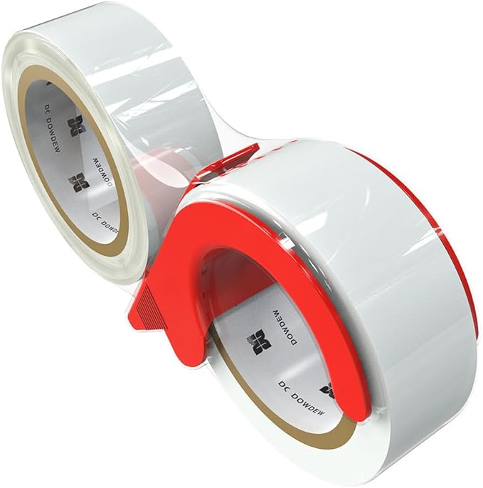 [110 Total Yards] Clear Packing Tape with Dispenser [2 Pack] Packaging Tape 1.88 Inch x 55 yd Refill Rolls for Shipping Mailing Moving