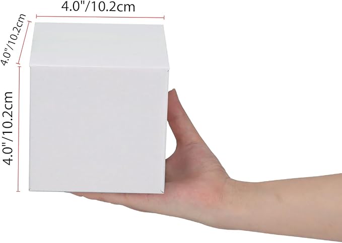 Calenzana 4x4x4 Shipping Boxes Set of 50, Small Corrugated Cardboard Box for Mailing Packing Gifts, White