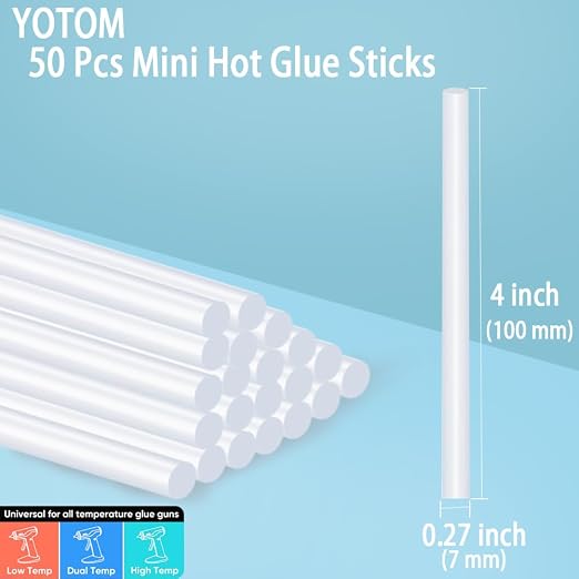 50 Pcs Hot Glue Sticks, 4" x 0.27" Mini Size Clear High Temp Glue Sticks for Crafting, DIY and Home Repair Needs