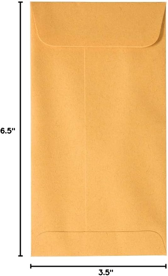 JAM PAPER #7 Coin Business Envelopes with Peel and Seal Closure - 3 1/2 x 6 1/2 - Brown Kraft Manila - 50/Pack