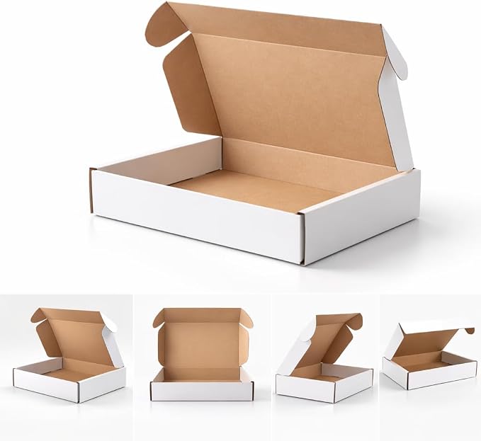 Corrugated Shipping Boxes 12x9x2Inches, 30Pack Kraft Cardboard Literature Mailers, Durable Small Business Mailing Boxes for Packaging & Shipping Supplies, White,Shipping boxes made from recycled paper